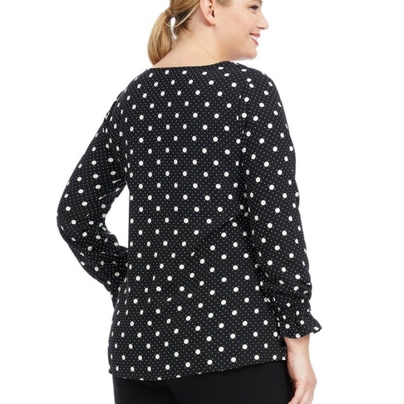 Gilli Black Polka Dot Top Plus Size - Picture 2 of 2